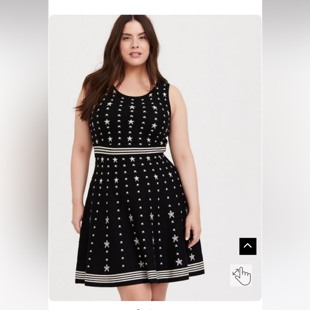 NWOT Torrid Black & White Star Sweater-Knit Skater Dress